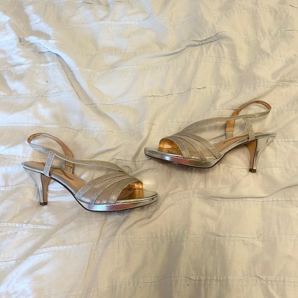 Nina Silver Strappy Heels